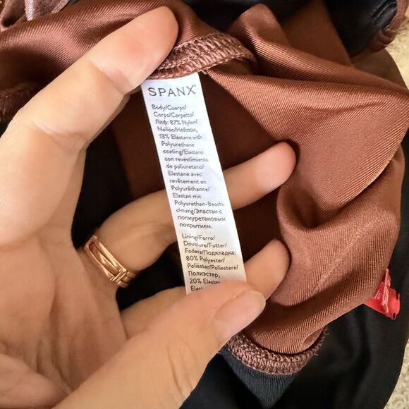 Spanx Faux Leather Leggings Mahogony Reddish Brown Sz M Pull On - Picture 9 of 11